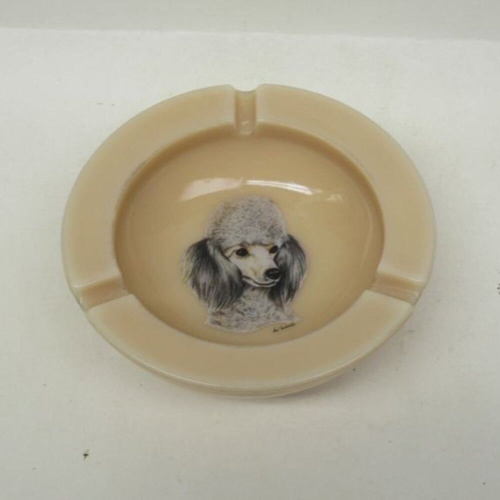 Westmoreland Glass Almond Colonial POODLE 5 Inch Round Ash Tray